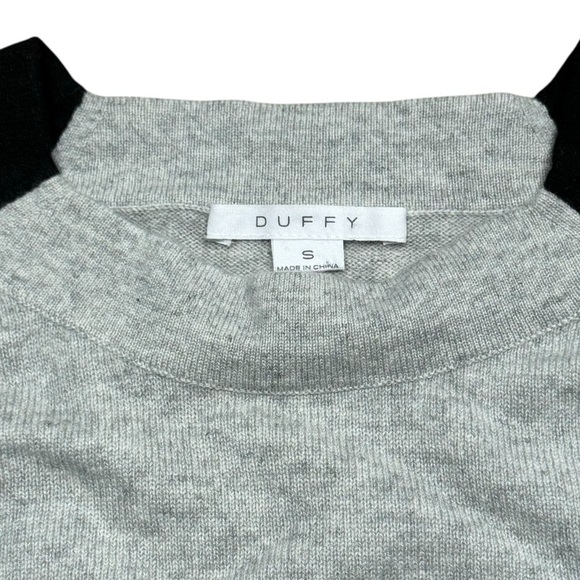 Duffy Sz S Cashmere Sweater Gray Black 3/4 sleeve Classic Minimalist New - Picture 3 of 5